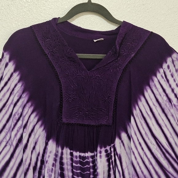 Embroidered pamcho tiedye coastal style one size 100% viscose - Picture 2 of 14